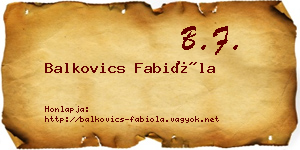 Balkovics Fabióla névjegykártya